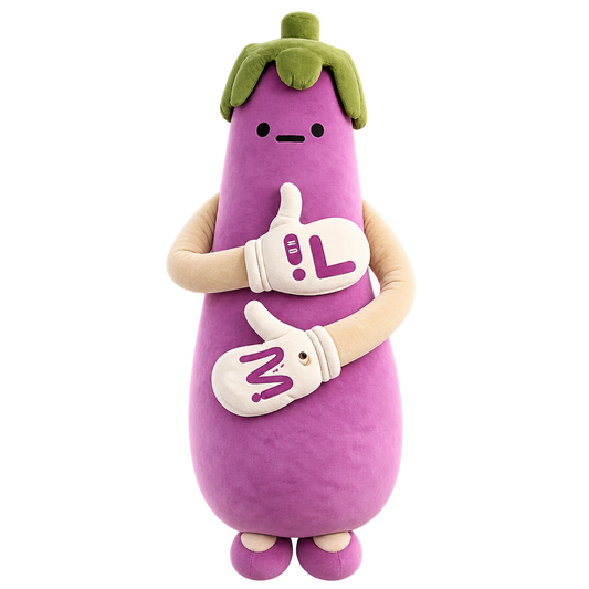 Eddie the Eggplant plush pillow, front view