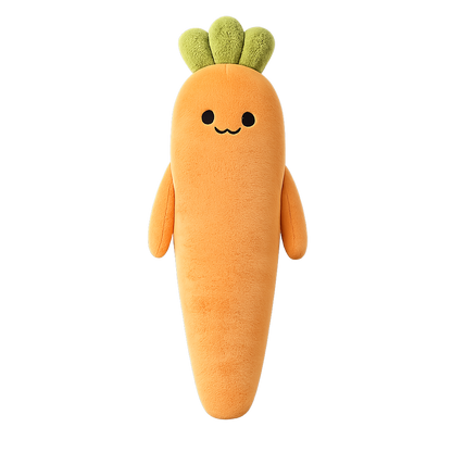 Carrie the Carrot patting plush pillow, front view