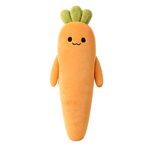 Carrie the Carrot patting plush pillow, front view