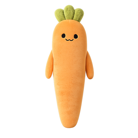 Carrie the Carrot patting plush pillow, front view