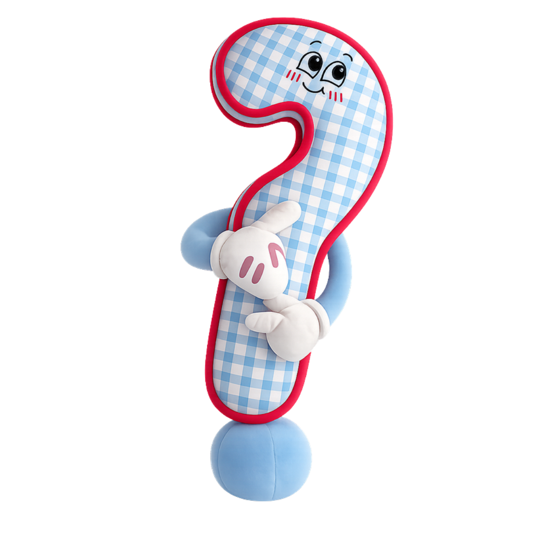 Milo the Mystery question mark plush pillow, front view