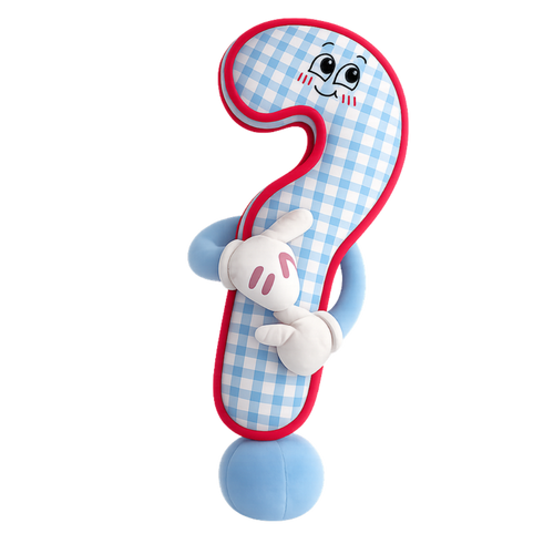 Milo the Mystery question mark plush pillow, front view
