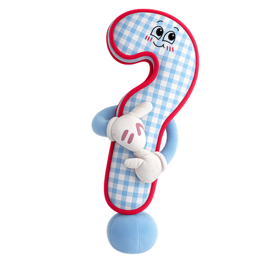 Milo the Mystery question mark plush pillow, front view
