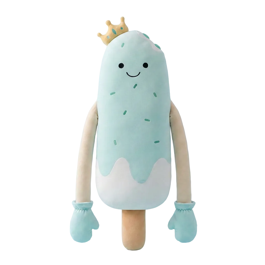 Poppy the Popsicle patting plush pillow, front view