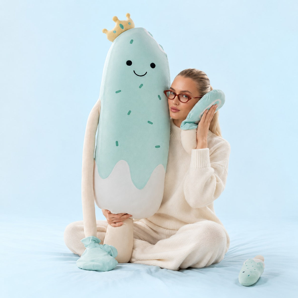 Woman hugging Poppy the Popsicle