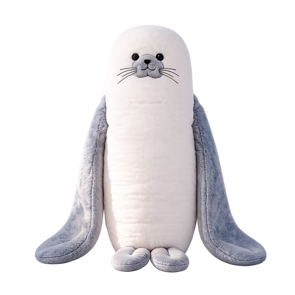 Sully the Seal patting plush pillow, front view